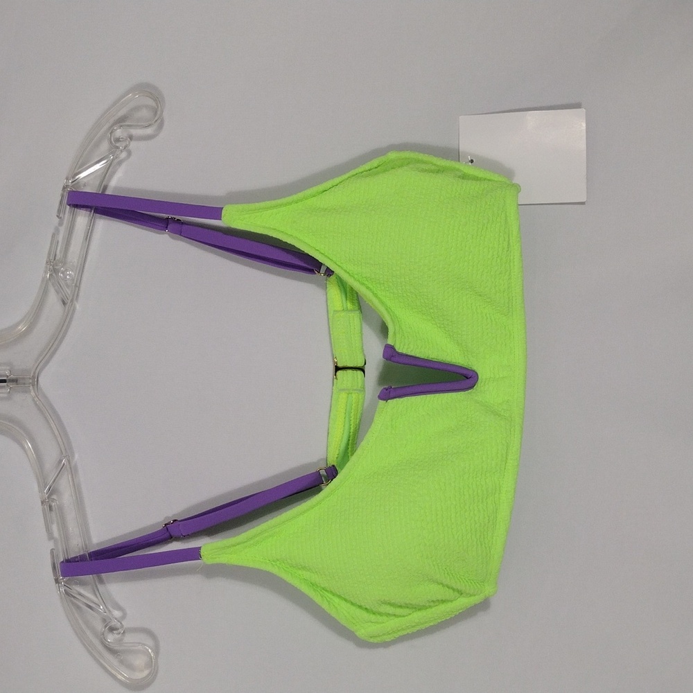 NWT California Sunshine Mint Sizzle Textured Bralette V Swim Top Women's Sz XL